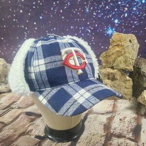 Plaid Bomber Fleece Winter Hat Ear Flaps  Minnesota Twins Pepsi Snapback MLB